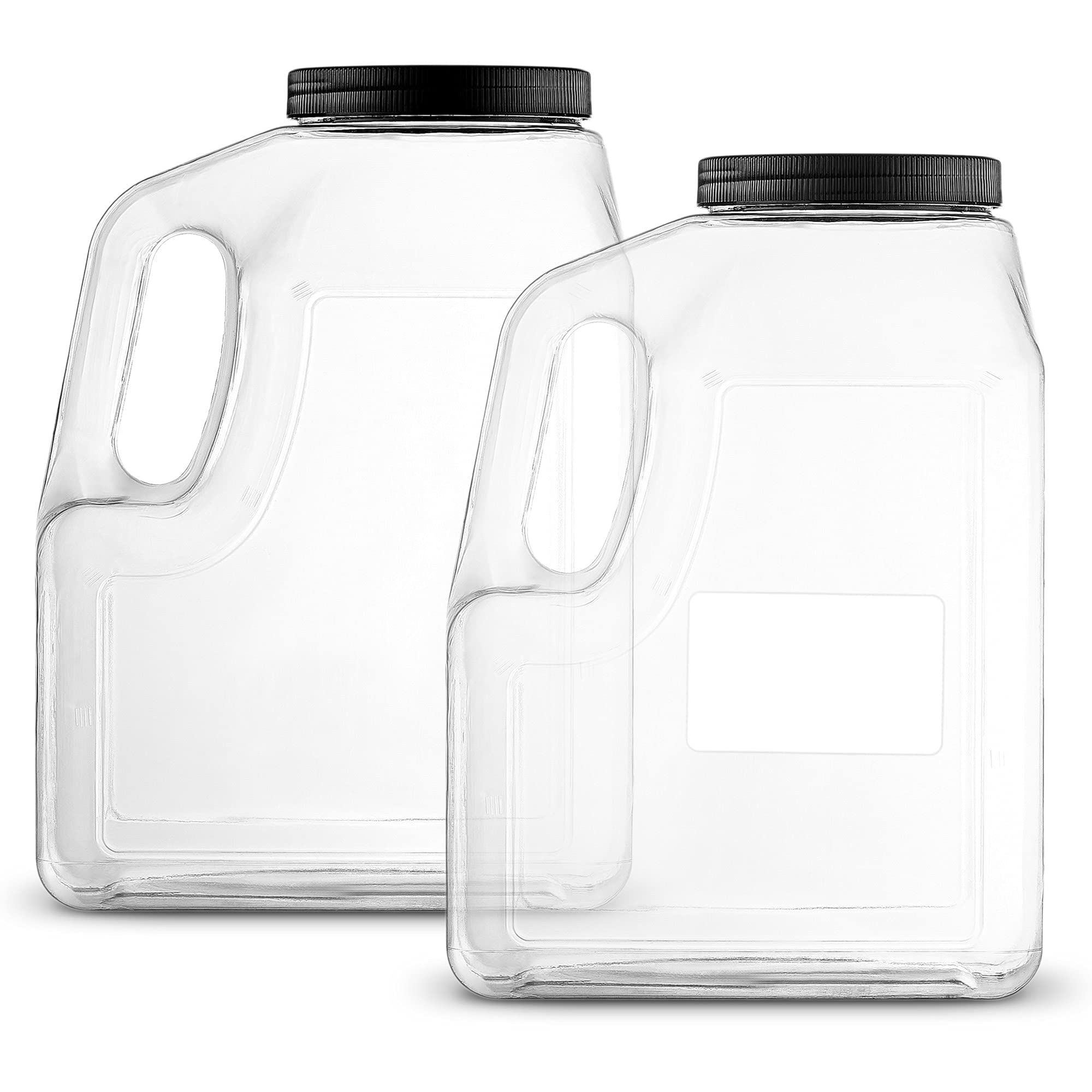 Amazon.com: Stock Your Home Wide Mouth Gallon Jugs (2 Pack) - 128 Ounce Rectangular Oblong Gallon Container - Clear Plastic Jugs with Handle for Home, Commercial or Restaurant Use : Industrial & Scientific